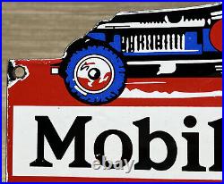 Vintage Mobiloil Porcelain Sign Dealership Gas Station Mobil Motor Oil Gargoyle