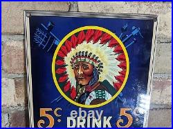Vintage Modox Soda 5 Cents Porcelain Heavy Metal Indian Cola Sign 24 X 18