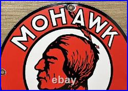 Vintage Mohawk Gasoline Porcelain Sign Gas Station Pump Plate Motor Oil Service