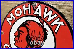 Vintage Mohawk Gasoline Porcelain Sign Gas Station Pump Plate Motor Oil Service