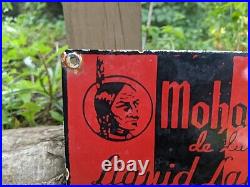 Vintage Mohawk Liquid Latex Porcelain Gas Pump Sign Indian 7 X 7