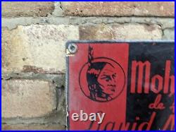 Vintage Mohawk Liquid Latex Porcelain Gas Pump Sign Indian 7 X 7