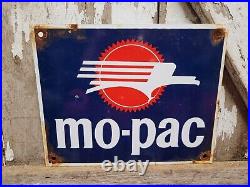 Vintage Mopac Railway Porcelain Sign Old Train Line Railroad Transit Advertising