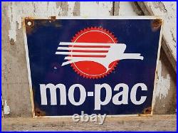 Vintage Mopac Railway Porcelain Sign Old Train Line Railroad Transit Advertising