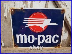 Vintage Mopac Railway Porcelain Sign Old Train Line Railroad Transit Advertising