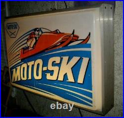Vintage Moto-ski Snowmobile Lighted Sign Works