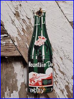 Vintage Mountain Dew Porcelain Soda Sign Metal Drink Beverage Bottle Advertising