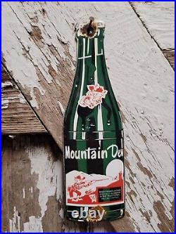 Vintage Mountain Dew Porcelain Soda Sign Metal Drink Beverage Bottle Advertising