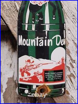 Vintage Mountain Dew Porcelain Soda Sign Metal Drink Beverage Bottle Advertising