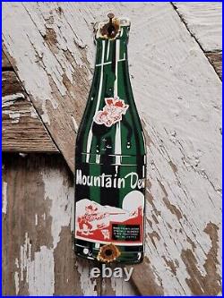 Vintage Mountain Dew Porcelain Soda Sign Metal Drink Beverage Bottle Advertising