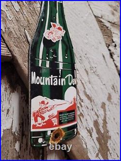 Vintage Mountain Dew Porcelain Soda Sign Metal Drink Beverage Bottle Advertising