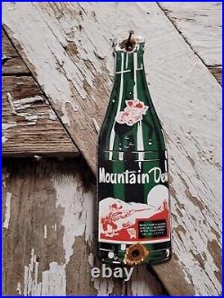 Vintage Mountain Dew Porcelain Soda Sign Metal Drink Beverage Bottle Advertising