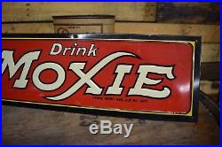 Vintage Moxie soda tin sign Pop Embossed advertising Cola Bright clean Colors