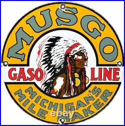 Vintage Musgo Gasoline Porcelain Sign Gas Station Pump Motor Oil Service