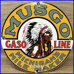 Vintage Musgo Gasoline Porcelain Sign Gas Station Pump Motor Oil Service