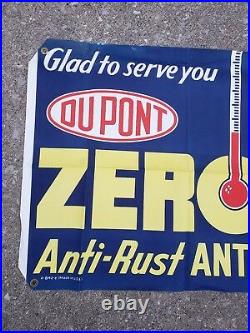 Vintage NOS Dupont Zerone Antifreeze Canvas Banner Sign Gas Station Oil Garage