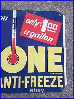 Vintage NOS Dupont Zerone Antifreeze Canvas Banner Sign Gas Station Oil Garage