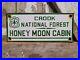 Vintage-National-Forest-Porcelain-Sign-Crook-Honey-Moon-Cabin-Camping-Park-Rangr-01-onq