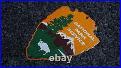 Vintage National Park Service Forest Porcelain Entrance Us Sign Ranger Rare