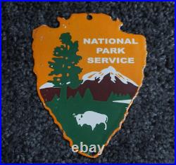 Vintage National Park Service Forest Porcelain Entrance Us Sign Ranger Rare