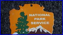 Vintage National Park Service Forest Porcelain Entrance Us Sign Ranger Rare