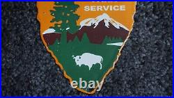 Vintage National Park Service Forest Porcelain Entrance Us Sign Ranger Rare