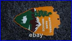 Vintage National Park Service Forest Porcelain Entrance Us Sign Ranger Rare