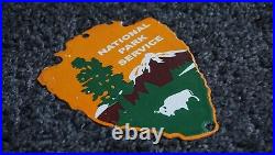 Vintage National Park Service Forest Porcelain Entrance Us Sign Ranger Rare