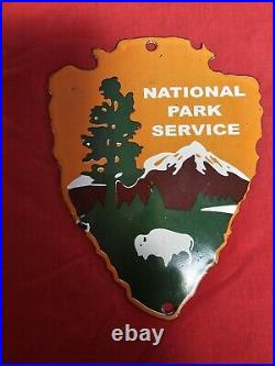 Vintage National Park Service Porcelain Enamel Metal Sign Size 7 X 5.5