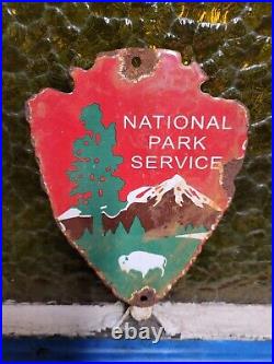 Vintage National Park Service Porcelain Sign Forest Ranger Arrowhead Cabin Camp Vintage National Park Service Porcelain Sign Forest Ranger Arrowhead Cabin Camp