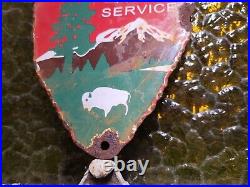 Vintage National Park Service Porcelain Sign Forest Ranger Arrowhead Cabin Camp Vintage National Park Service Porcelain Sign Forest Ranger Arrowhead Cabin Camp