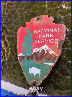 Vintage National Park Service Porcelain Sign Forest Ranger Arrowhead Cabin Camp Vintage National Park Service Porcelain Sign Forest Ranger Arrowhead Cabin Camp