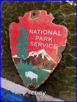 Vintage National Park Service Porcelain Sign Forest Ranger Arrowhead Cabin Camp Vintage National Park Service Porcelain Sign Forest Ranger Arrowhead Cabin Camp