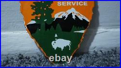 Vintage National Park Service Us Forest Porcelain Sign Dept Of State Oil Gas Ad