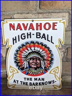 Vintage Navahoe High-ball Indian Porcelain Bar Sign 12 X 9