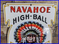 Vintage Navahoe High-ball Indian Porcelain Bar Sign 12 X 9