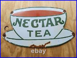 Vintage Nectar Tea Porcelain Sign English Drink Coffee Cup Beverage Advertising