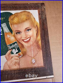 Vintage Nedicks Orange Drink In Bottles Sign Cardboard Litho B