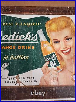 Vintage Nedicks Orange Drink In Bottles Sign Cardboard Litho B