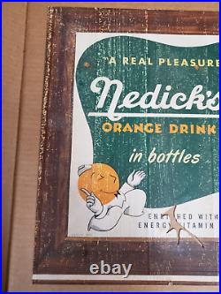 Vintage Nedicks Orange Drink In Bottles Sign Cardboard Litho B