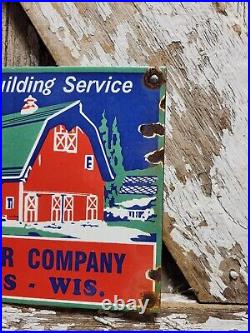 Vintage Nelson Lumber Porcelain Sign Wisconsin Wood Farm Barn Building Company