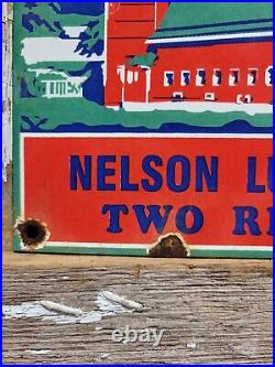 Vintage Nelson Lumber Porcelain Sign Wisconsin Wood Farm Barn Building Company