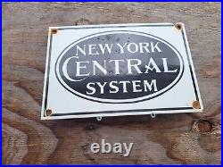 Vintage New York Central System Porcelain Train Sign Railroad Railway Oil Gas