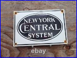 Vintage New York Central System Porcelain Train Sign Railroad Railway Oil Gas