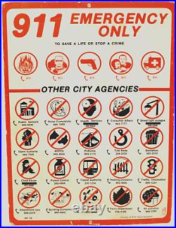 Vintage New York City 1970s 911 Emergency Sign Crimes NYPD Artists Unit NYC