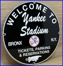 Vintage New York Yankee's Porcelain Stadium Sign Gas Oil Pump Plate Bronx Ny Mlb Vintage New York Yankee's Porcelain Stadium Sign Gas Oil Pump Plate Bronx Ny Mlb