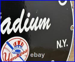 Vintage New York Yankee's Porcelain Stadium Sign Gas Oil Pump Plate Bronx Ny Mlb Vintage New York Yankee's Porcelain Stadium Sign Gas Oil Pump Plate Bronx Ny Mlb