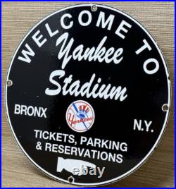 Vintage New York Yankee's Porcelain Stadium Sign Gas Oil Pump Plate Bronx Ny Mlb Vintage New York Yankee's Porcelain Stadium Sign Gas Oil Pump Plate Bronx Ny Mlb