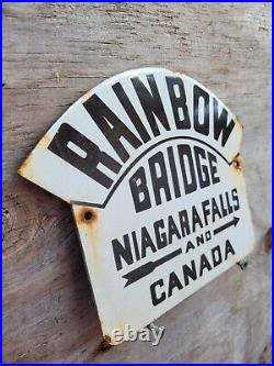 Vintage Niagara Falls Porcelain Sign Rainbow Bridge Old Canada Forest Service