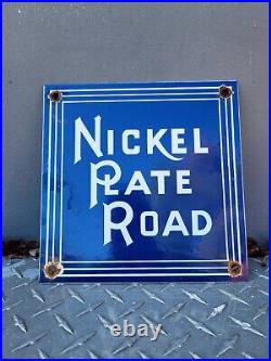 Vintage Nickel Plate Railroad Porcelain Train Sign Locomotive Rail Track Railway